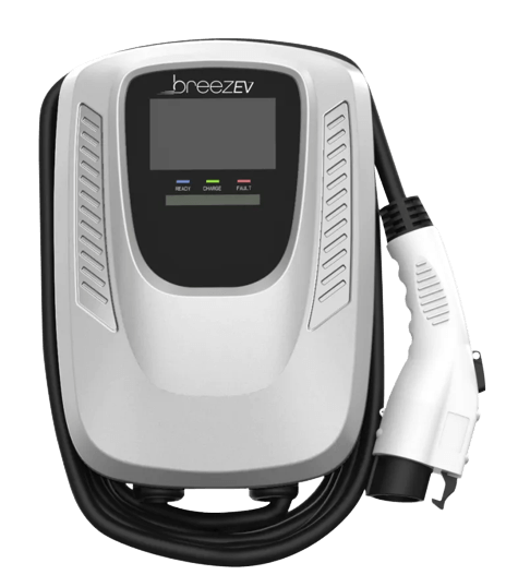 A breezev charging station with a cable attached to it