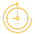 An icon of a clock with an arrow around it.