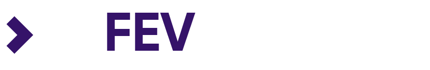 A palavra fev está escrita em roxo sobre fundo branco.