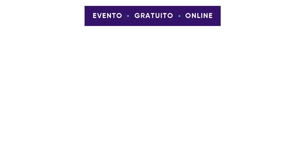 Uma placa roxa que diz evento gratuito online em um fundo branco.