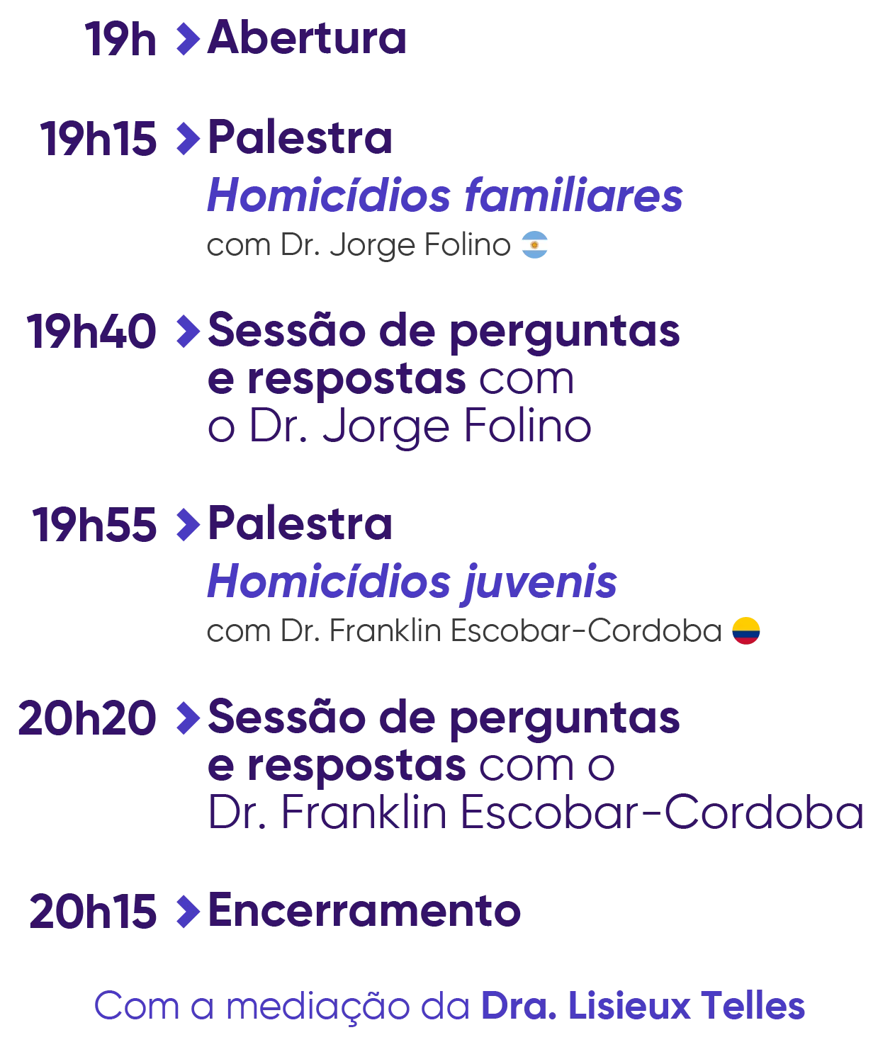 Uma agenda para uma conferência em uma língua estrangeira