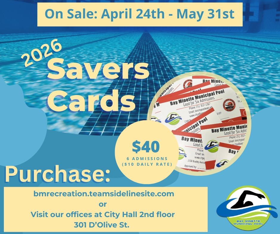 2026 Savers Cards promo, blue background, $40 savings, on sale April 24-May 31 at City Hall 2nd floor.