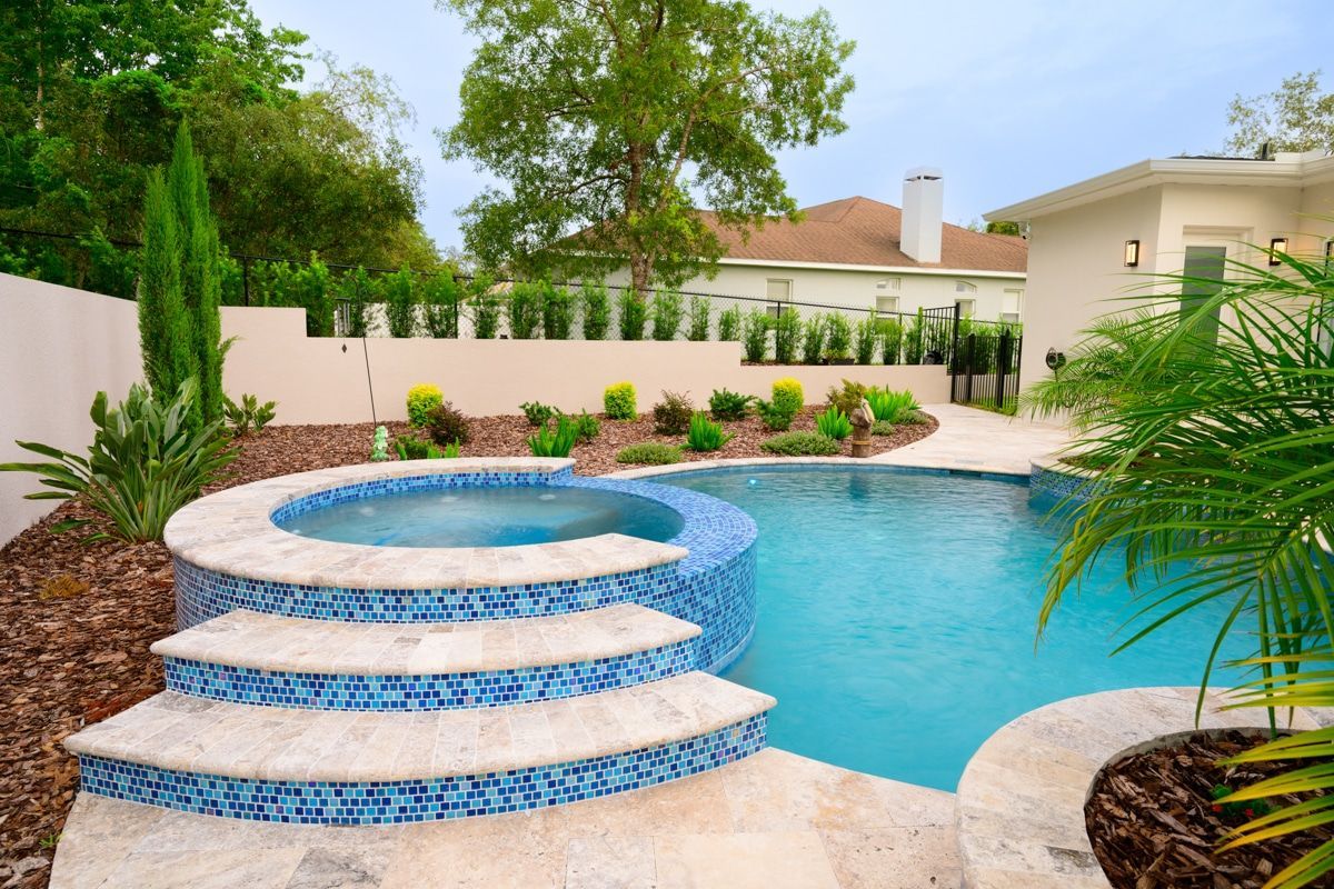 Cascading Steps into Custom Swimming Pool by Azure Pools