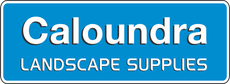 Blue sign with white text: "Caloundra Landscape Supplies."