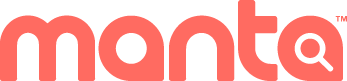 Manta logo in coral pink lowercase letters on a white background