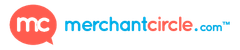 MerchantCircle logo with red speech bubble icon and blue text on white background