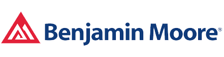 Benjamin Moore logo with red triangular icon and blue text on white background