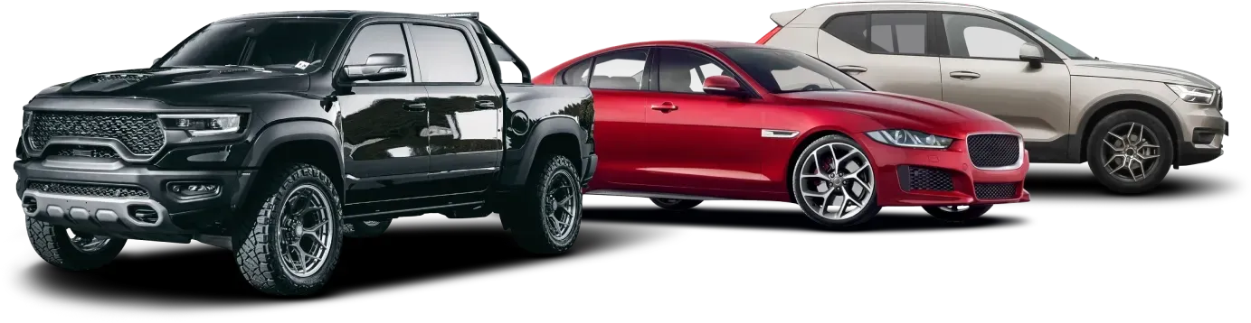 Black truck, red car, white SUV | Pro Auto Care