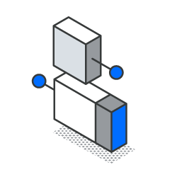 An isometric illustration of two boxes connected to each other.