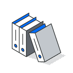 Three binders are stacked on top of each other on a white background.