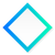 A blue and green diamond shaped frame on a white background.