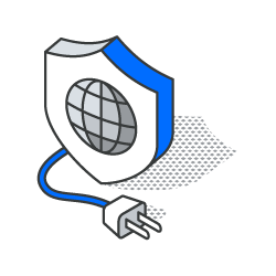 An illustration of a shield with a plug attached to it.