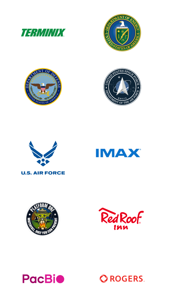 A bunch of logos on a white background including imax