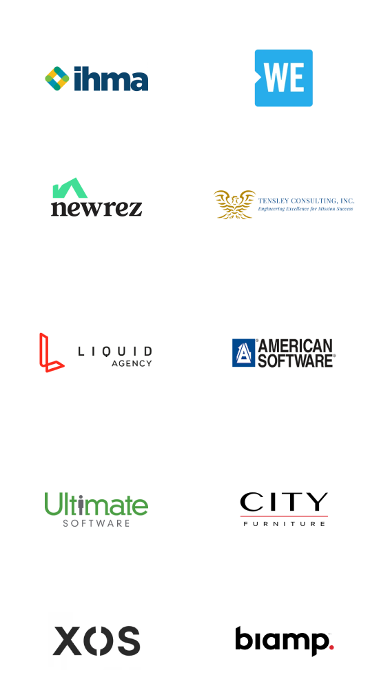 A bunch of logos on a white background including ultimate software
