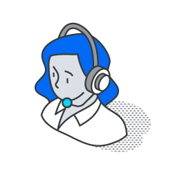 A cartoon illustration of a woman wearing headphones and a microphone.