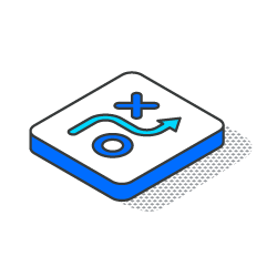 An isometric icon of a strategy with an arrow and a plus sign.