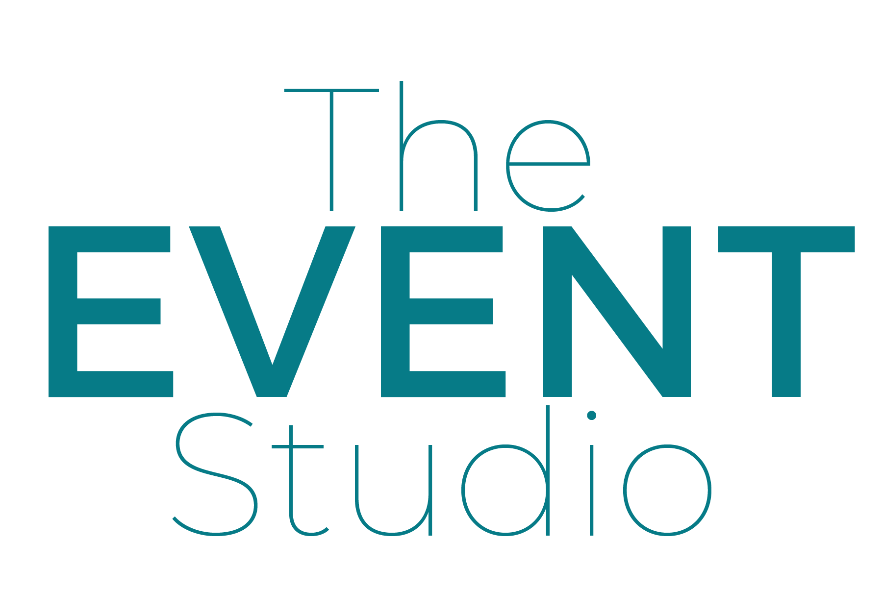The event studio logo is blue and white on a white background.