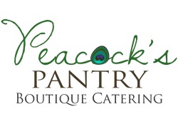 Peacock's pantry boutique catering logo on a white background