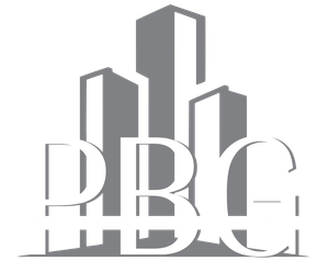 Logo of Premier Builders Group with stylized gray building silhouettes behind the letters PBG in black.