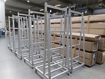 chariot pour panneaux en profilés aluminium Alumes Ledegem
