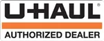 A u-haul authorized dealer logo on a white background. A u-haul authorized dealer logo on a white background.