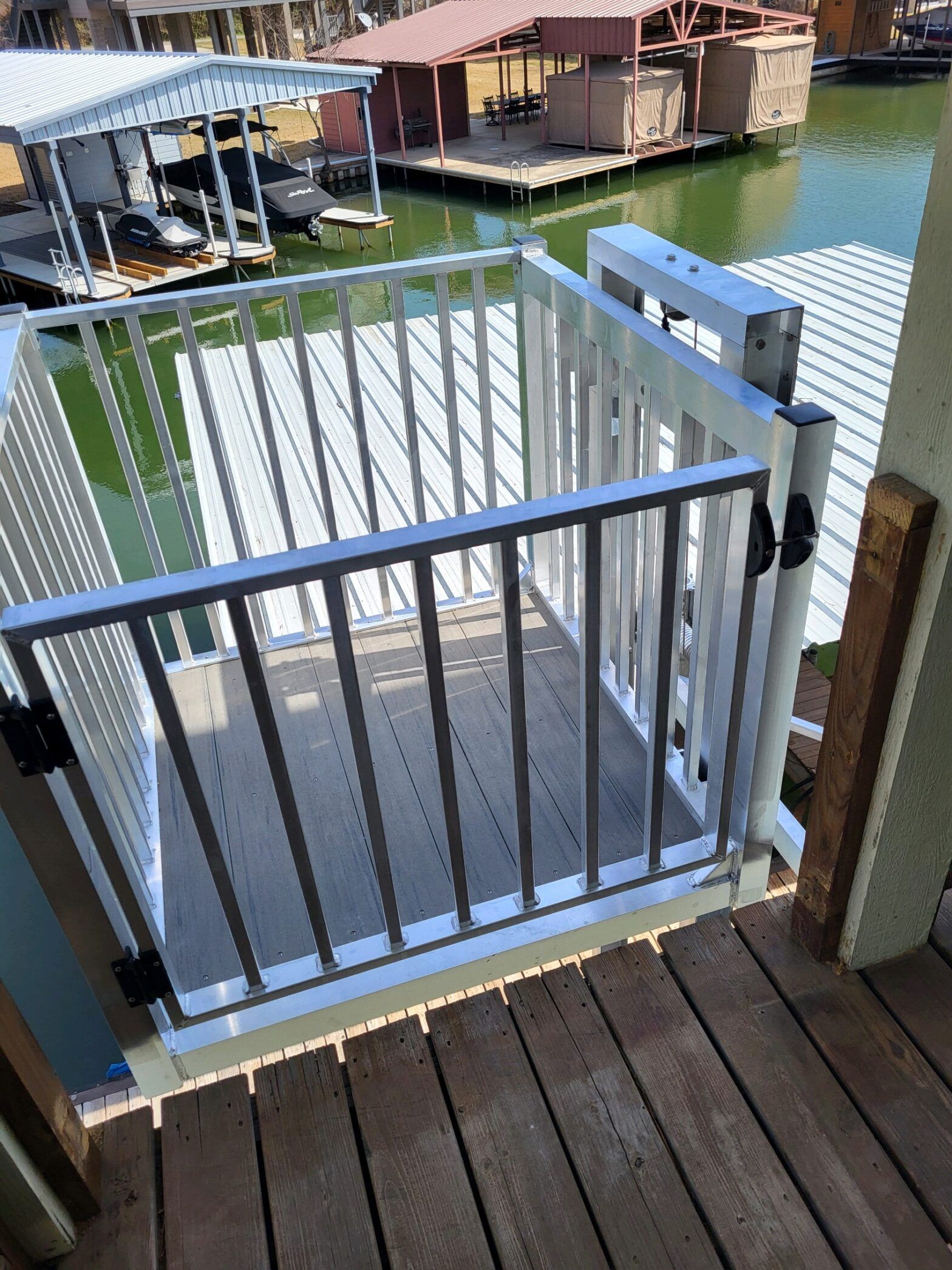 Ameralift cargo lift installed on a coastal texas dock