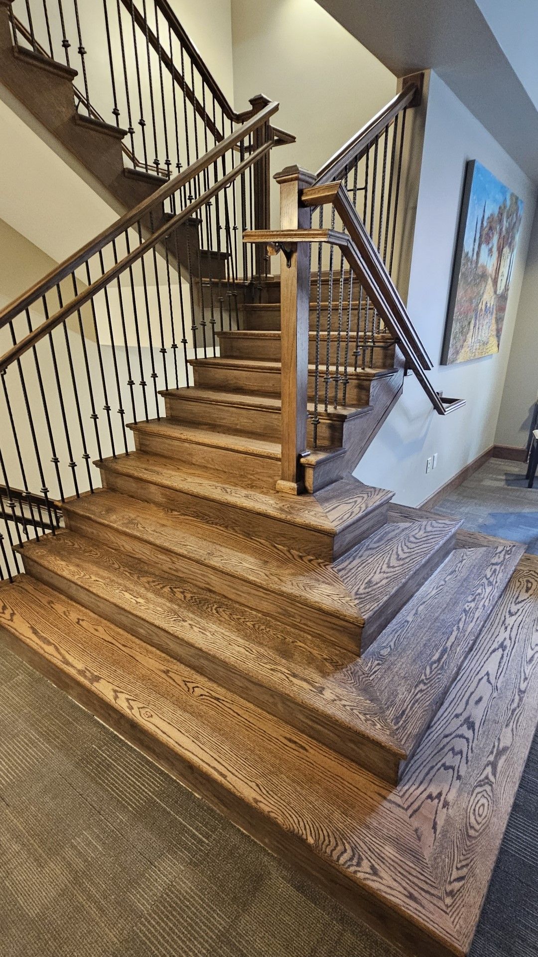Refinished hardwood stair treads
