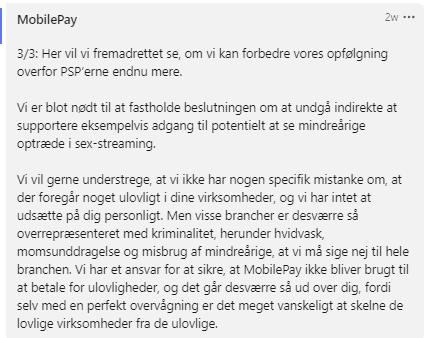 Mobilepay svarer mit opslag på LinkedIN