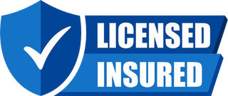A black and white logo that says licensed insured with a check mark on it.