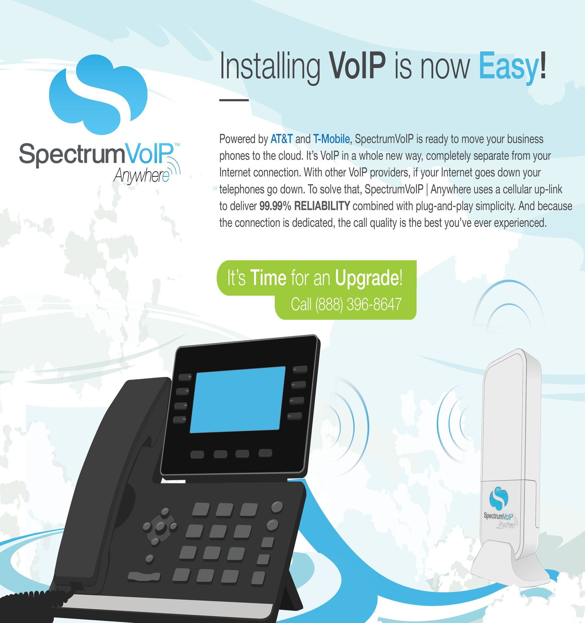 An advertisement for installing voip is now easy