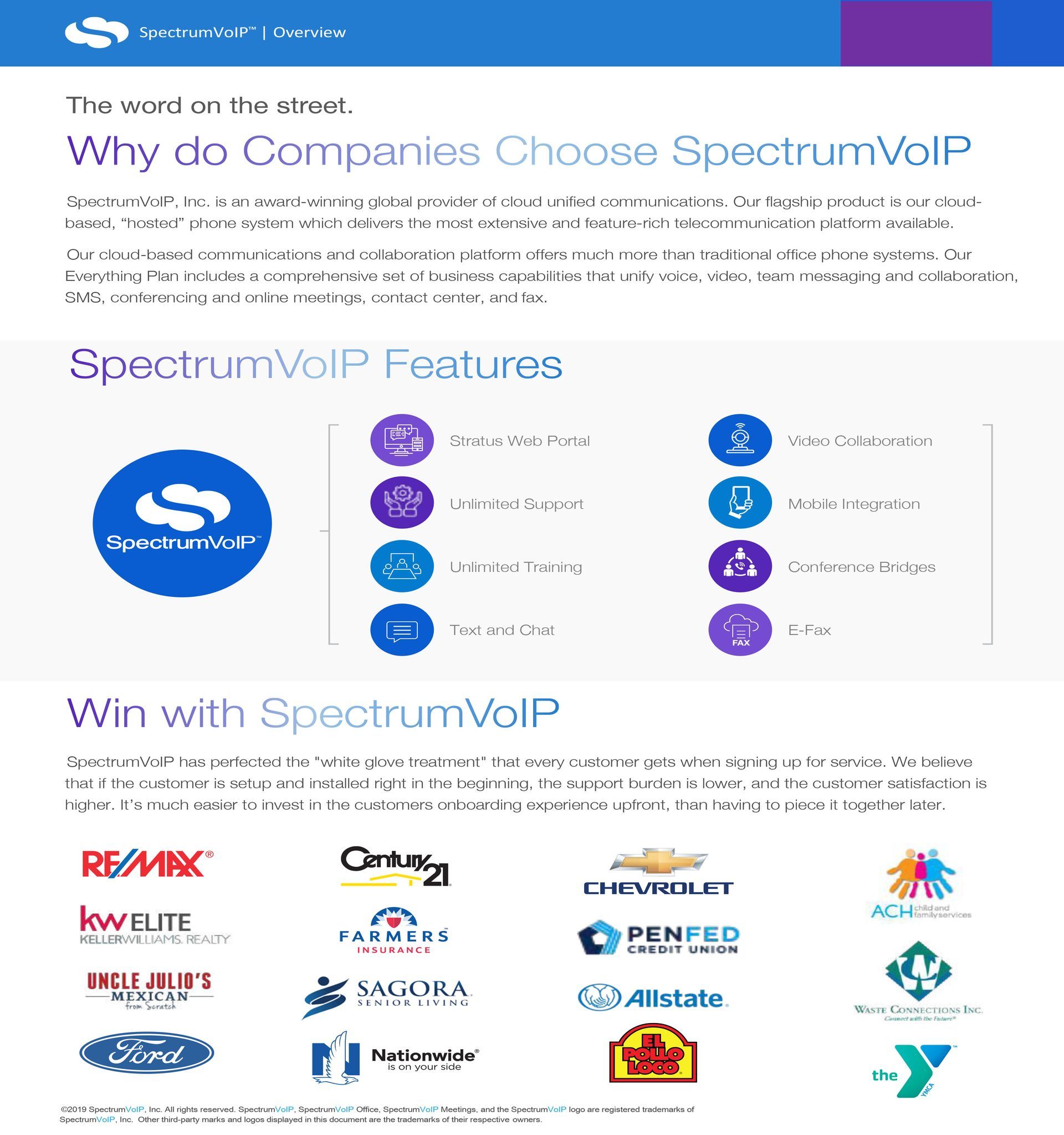 A brochure for spectrum voip features and why companies choose spectrum voip