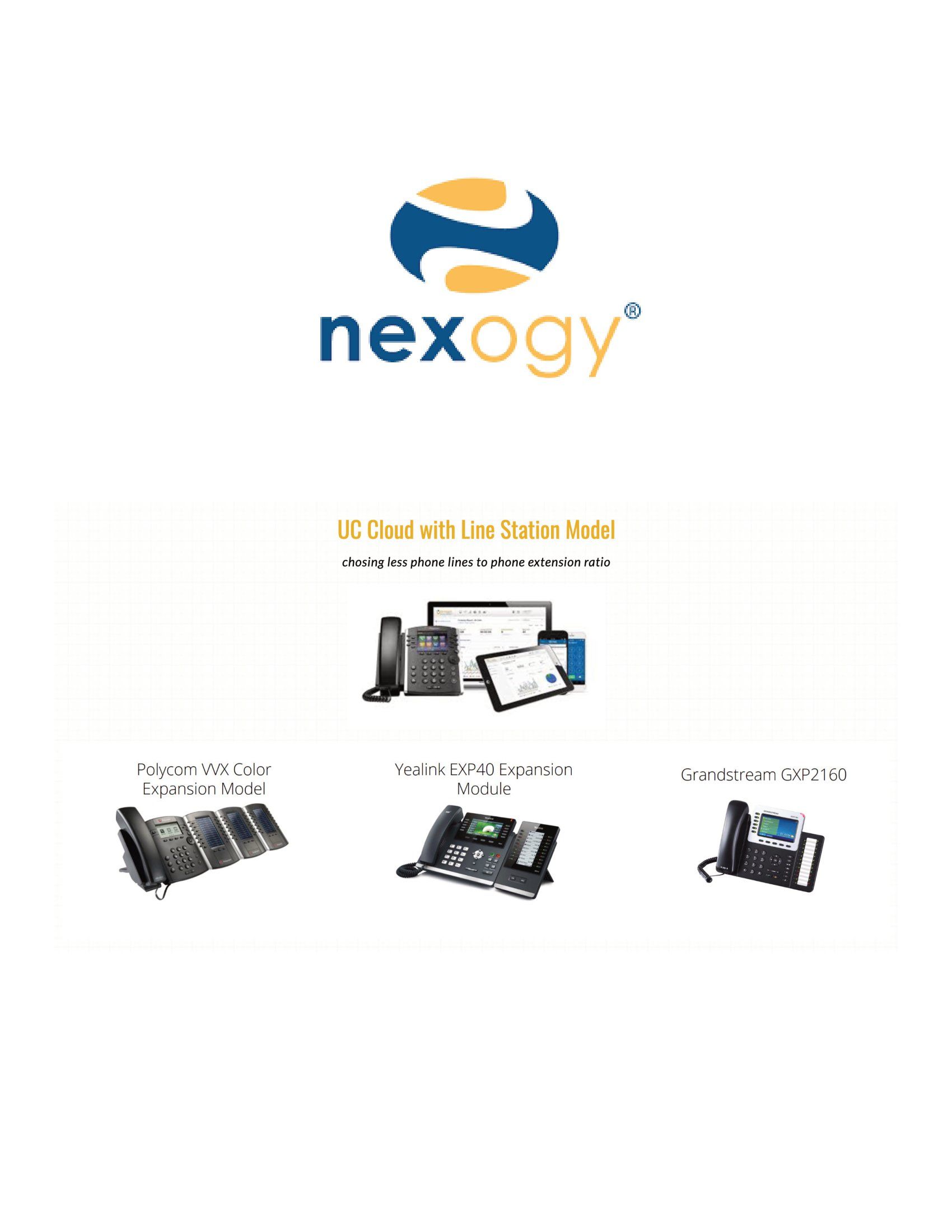 A brochure for nexogy shows a variety of phones and tablets.
