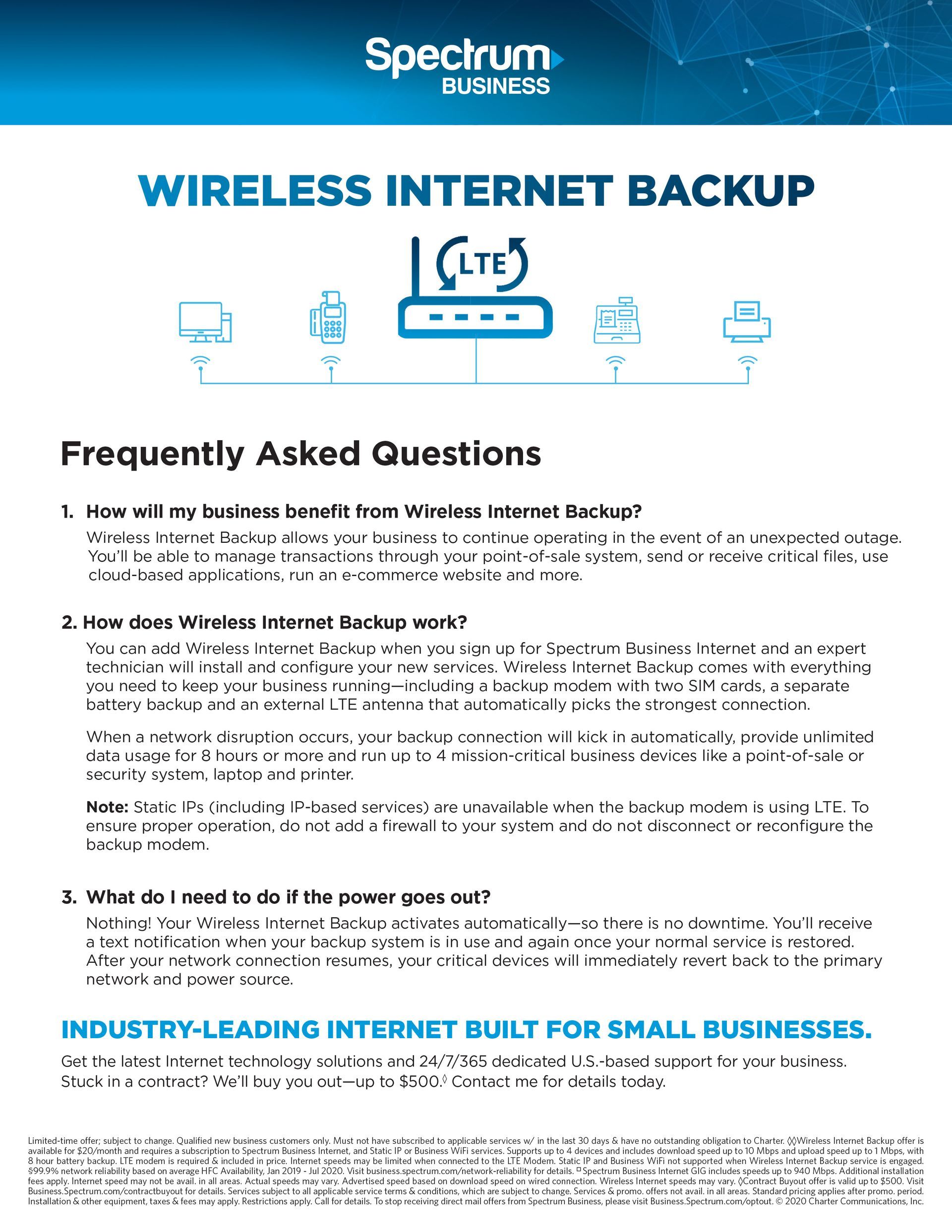 It is a brochure about wireless internet backup.