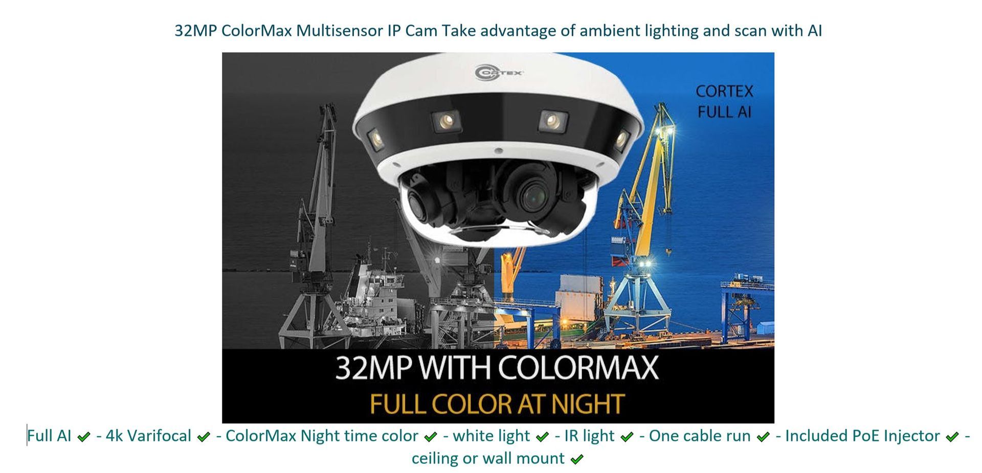 A picture of a camera that says 32mp with colormax full color at night
