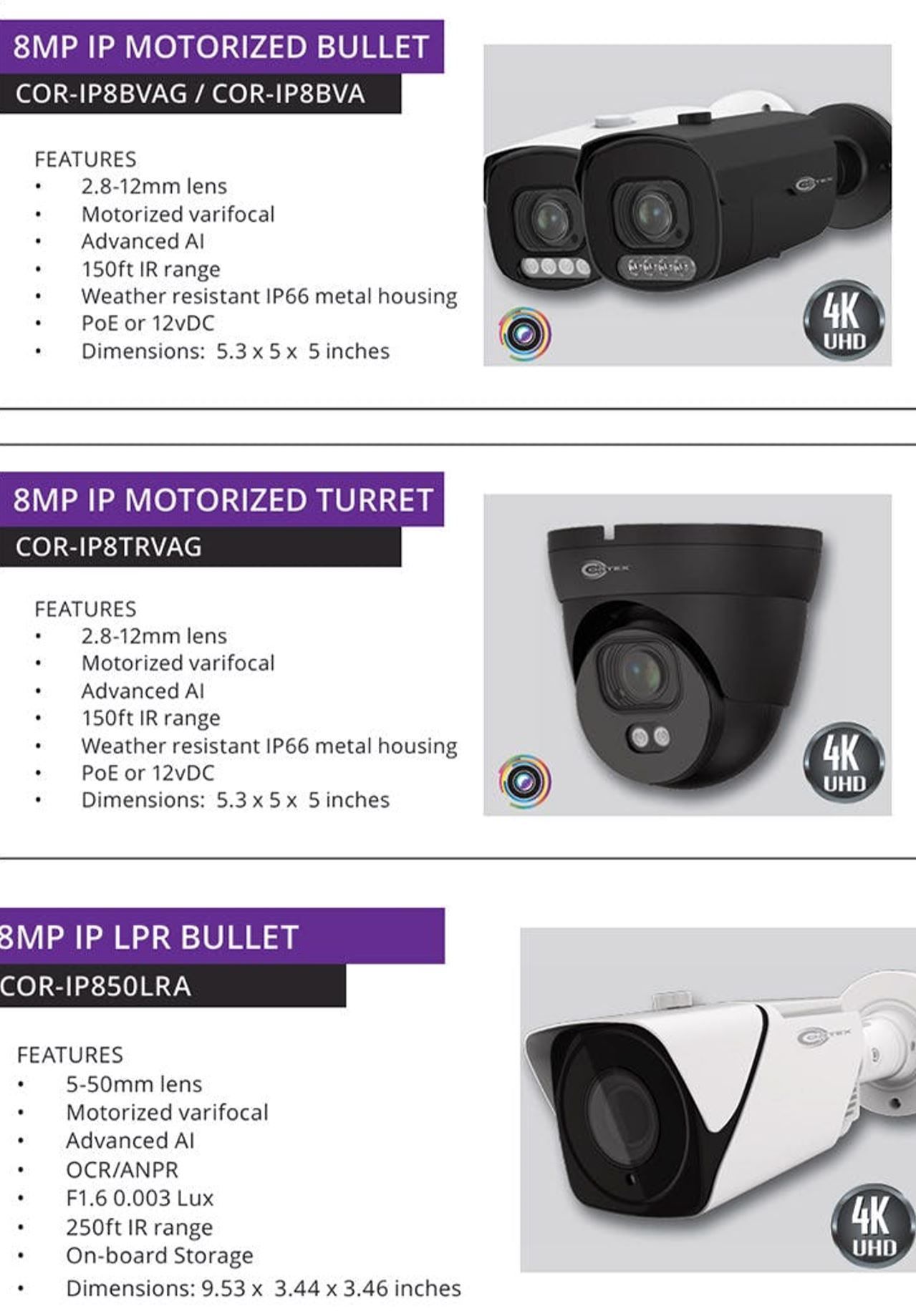 There are three different types of cameras in this brochure.