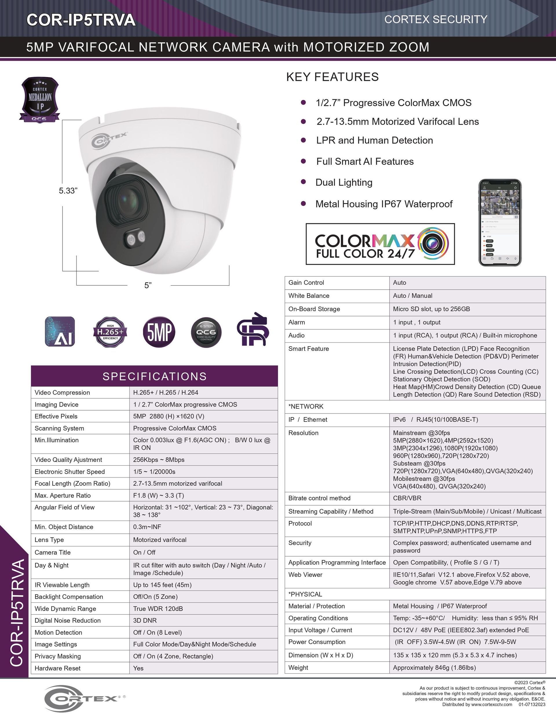 It is a brochure for a security camera.