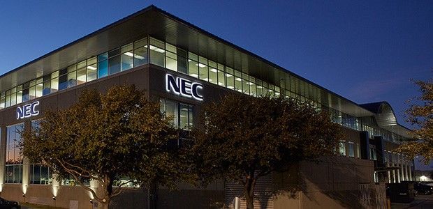 A large building with the word nec on the side of it