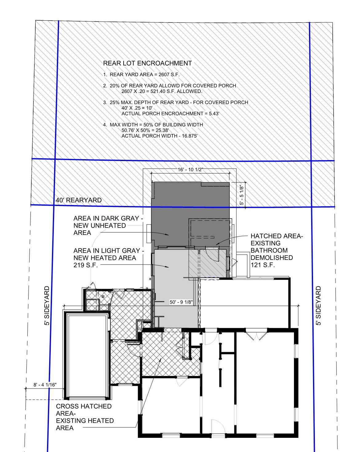 Architectural site plan with shaded building footprint, boundary lines, and floor layout diagram
