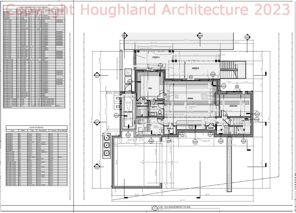Architectural floor plan drawing with dimensions and notes on a white background