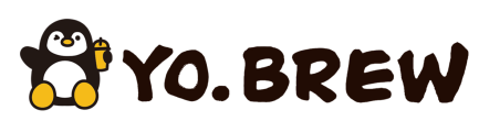 Yo!Brew logo with a penguin holding bubble tea and the tagline “Boba Tea, Dessert & Much More...”