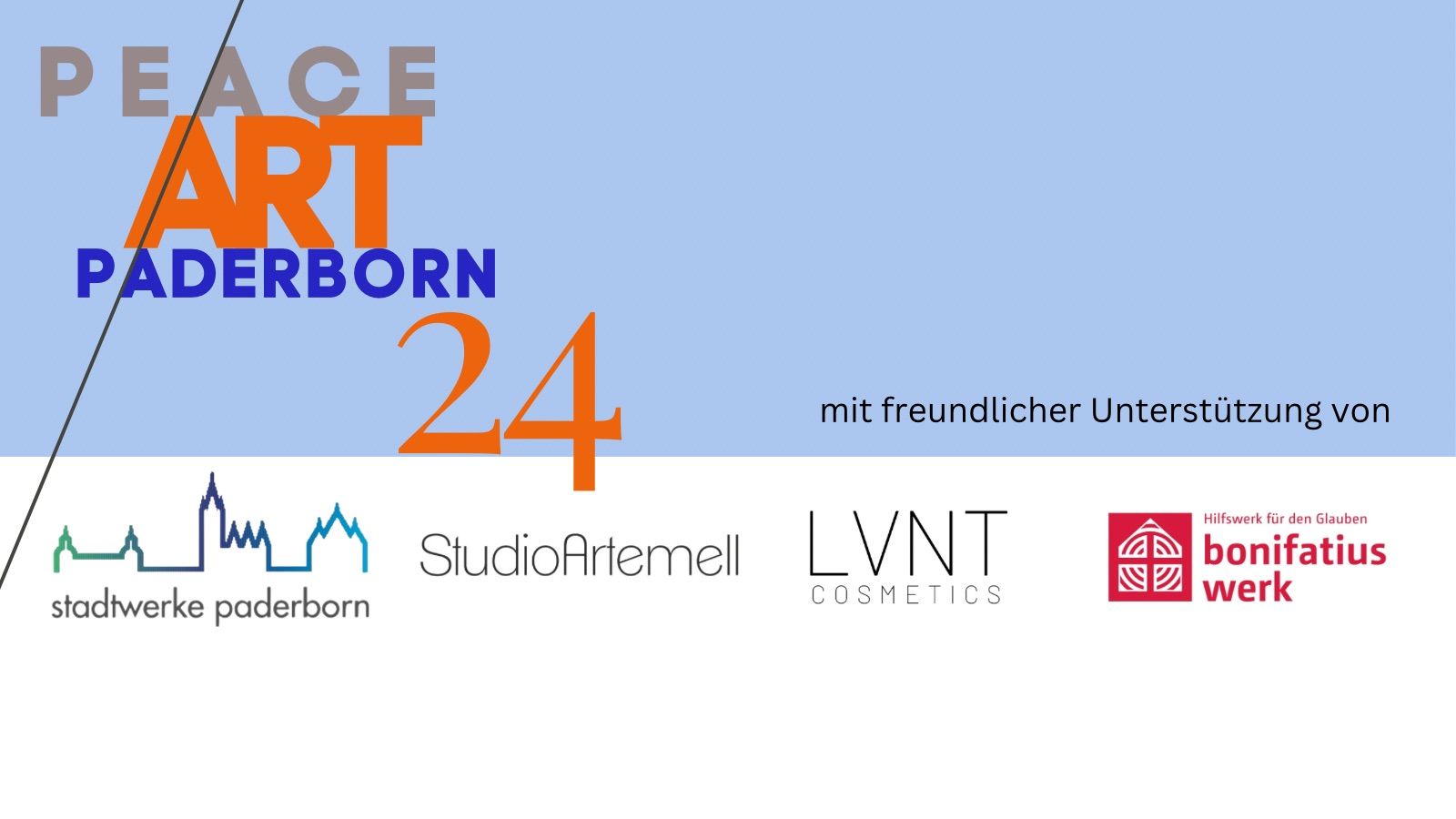 Ein Plakat für Peace Art Paderborn mit Sponsoren