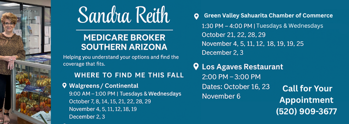 Sandra Reith Medicare Open Enrollment Green Valley, Arizona 
