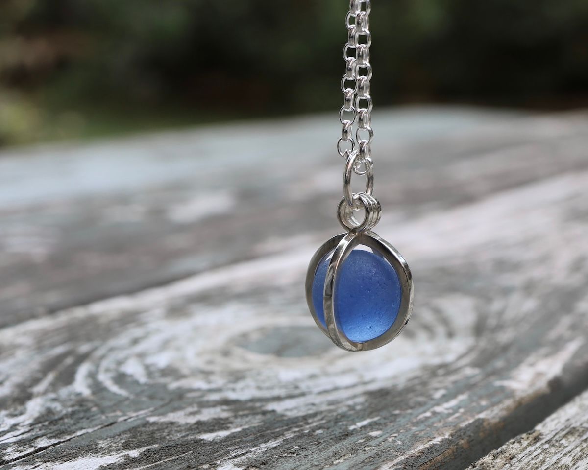 Sea glass marble necklace