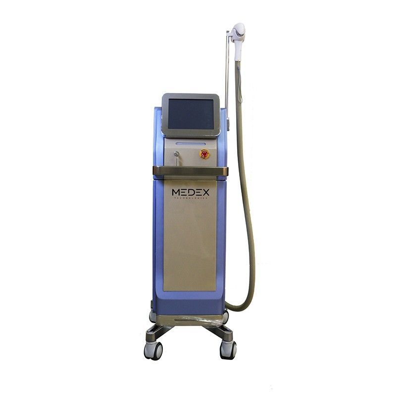 A medex laser hair removal machine is sitting on a cart on a white background.