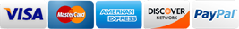 A row of visa mastercard american express and paypal logos