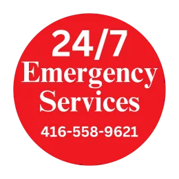 RoofRepairs.ca - A red circle that says 24/7 emergency services