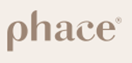 Phace-logo in bruin op een beige achtergrond.