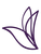 Um desenho roxo de uma flor em um fundo branco.