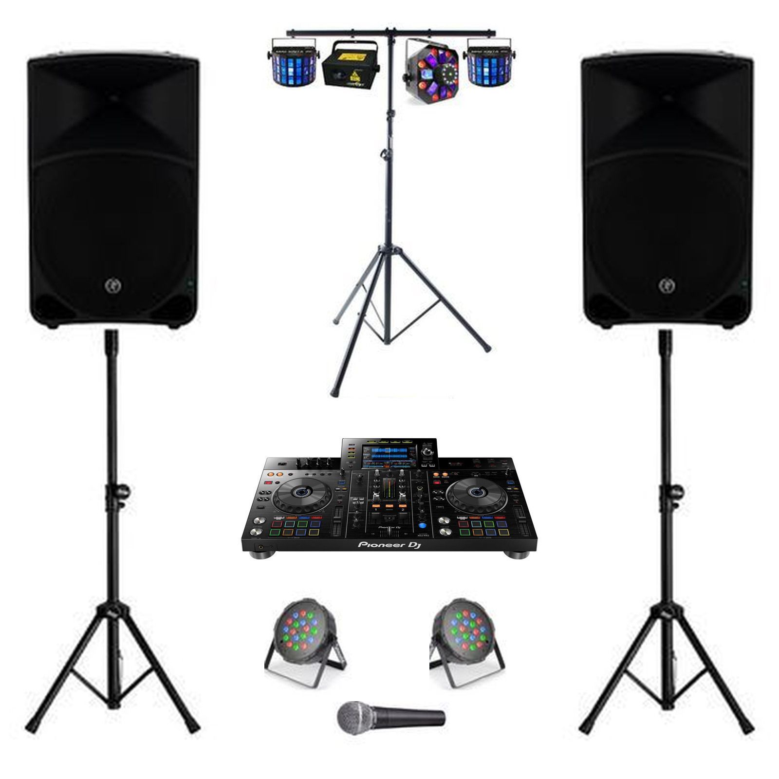 DIY DJ & Lighting Package, original equipment stock-photo package layout on white