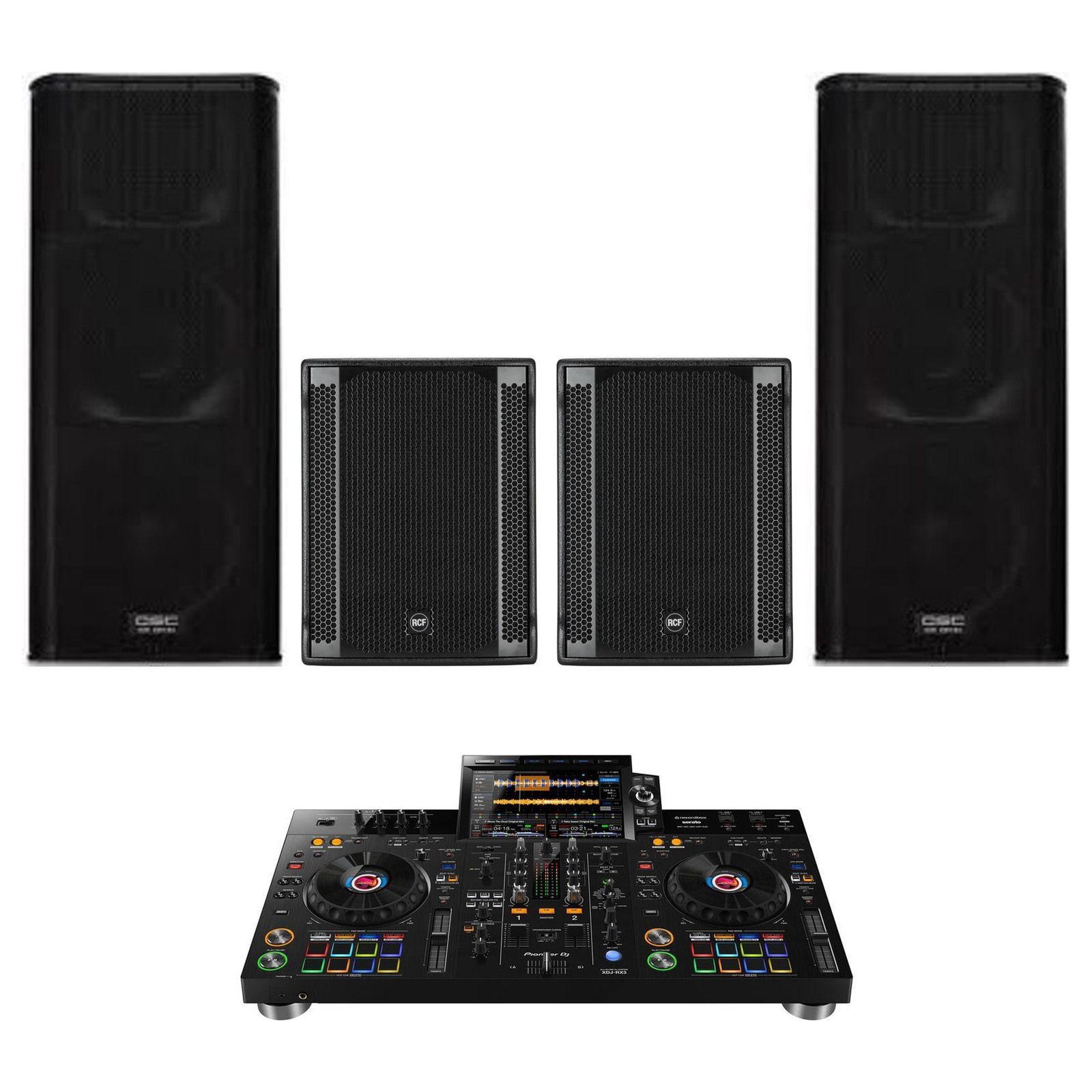 Pioneer RX3 QSC Twin-Sub Package — original equipment stock-photo package layout on white